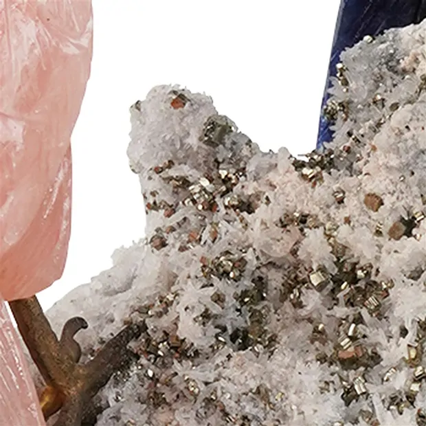 Perroquets gravés Quartz rose, Sodalite Pièces uniques 061, 37cm | Marco Schreier