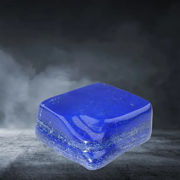 One side polished piece Lapis Lazuli, 10,4 x 9,5 cm, unique #006 | Marco Schreier