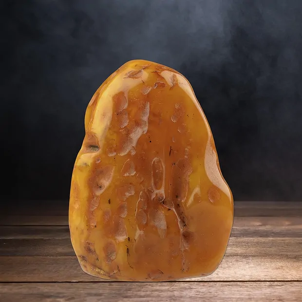 One side polished piece Amber (natural), 07,5cm unique 006 | Marco Schreier
