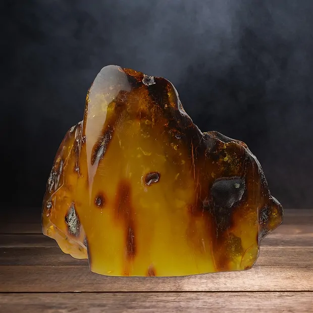 One side polished piece Amber (natural), 11,2cm unique 015 | Marco Schreier