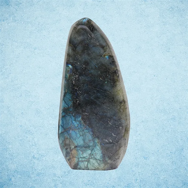 Anschliff Labradorit, 22 x 10,5 cm, Unikat 015 | Marco Schreier