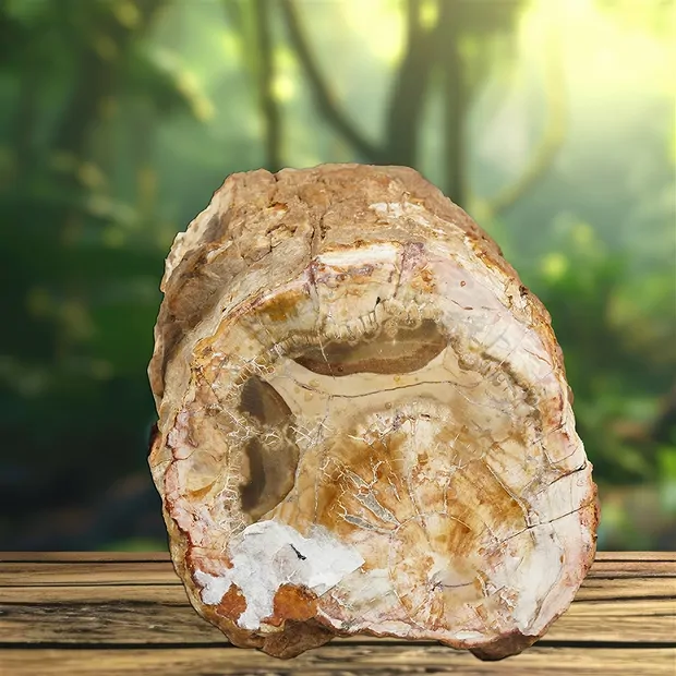 One side polished piece Petrified Wood, 15 x 13cm, unique 003 | Marco Schreier