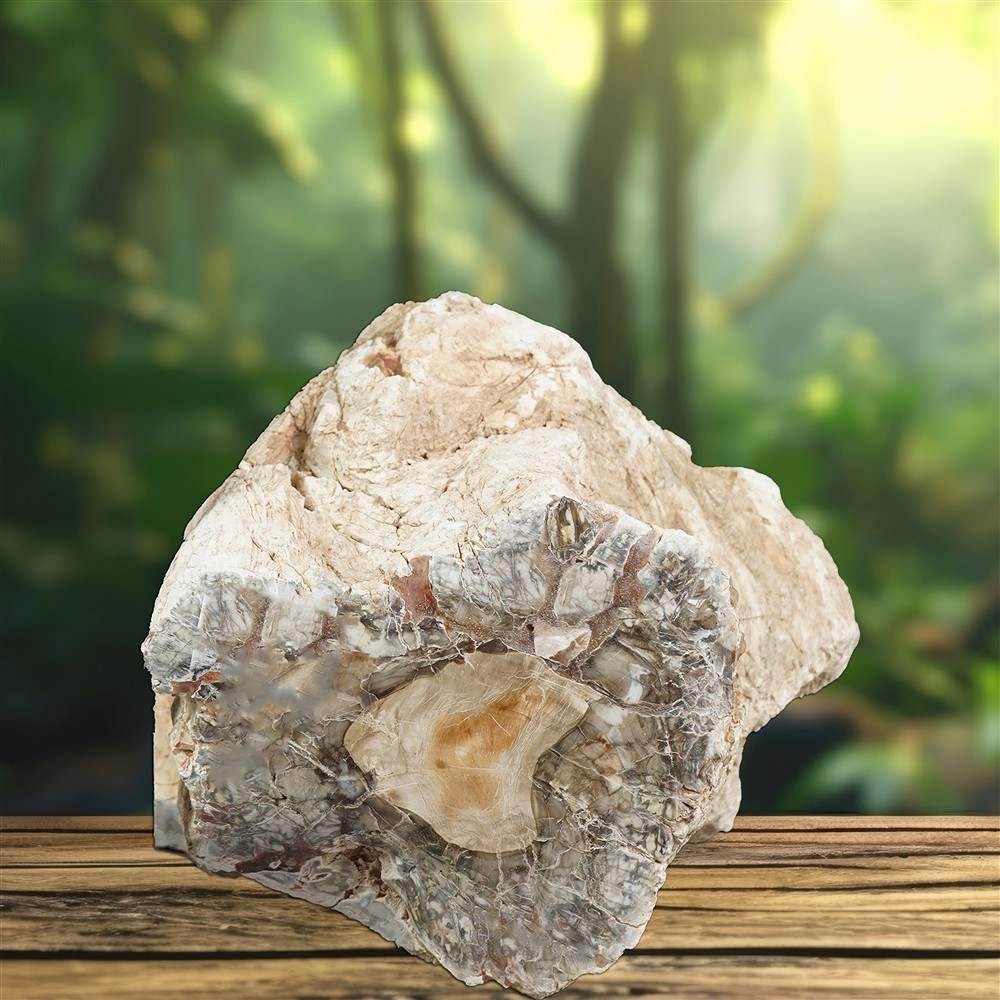 One side polished piece Petrified Wood, 14 x 18cm, unique 009 | Marco Schreier