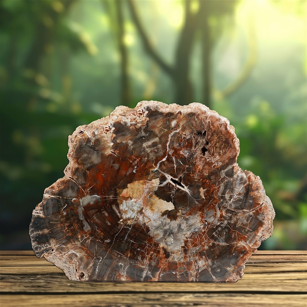 One side polished piece Petrified Wood, 21 x 28 cm, unique 018 | Marco Schreier