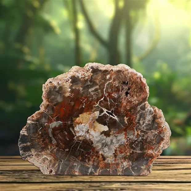 One side polished piece Petrified Wood, 21 x 28 cm, unique 018 | Marco Schreier