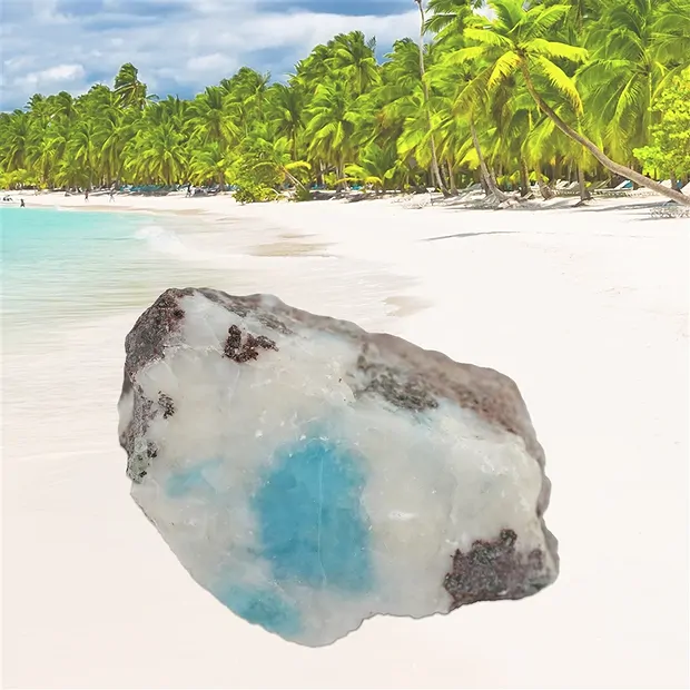 One side polished piece Larimar, 7,0 x 3,5cm, unique 011 | Marco Schreier