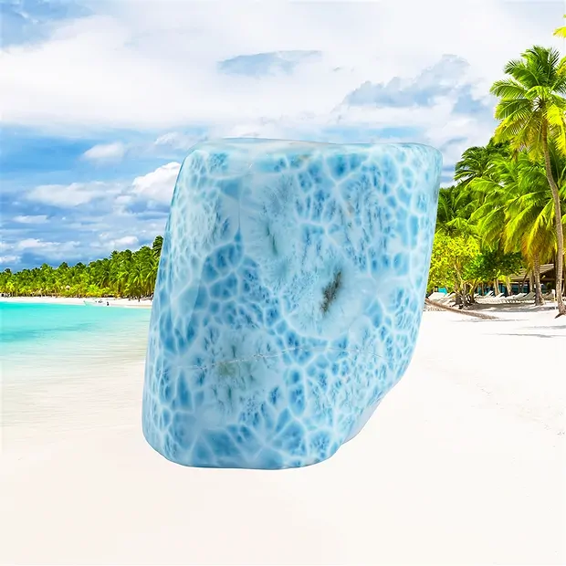 Freeform Larimar Unikat 016, 6 x 7cm | Schreier Edelsteine, Heilsteine & Schmuck