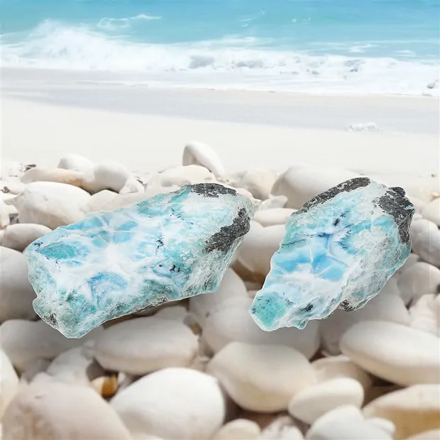 Taglio di Larimar, 9 - 10 x 3,0 cm, esemplare unico 017 | Marco Schreier