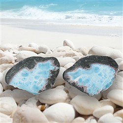 2804196018 Anschliff-Paar Larimar, 6,0 x 1,5cm, Unikat 018 | Marco Schreier