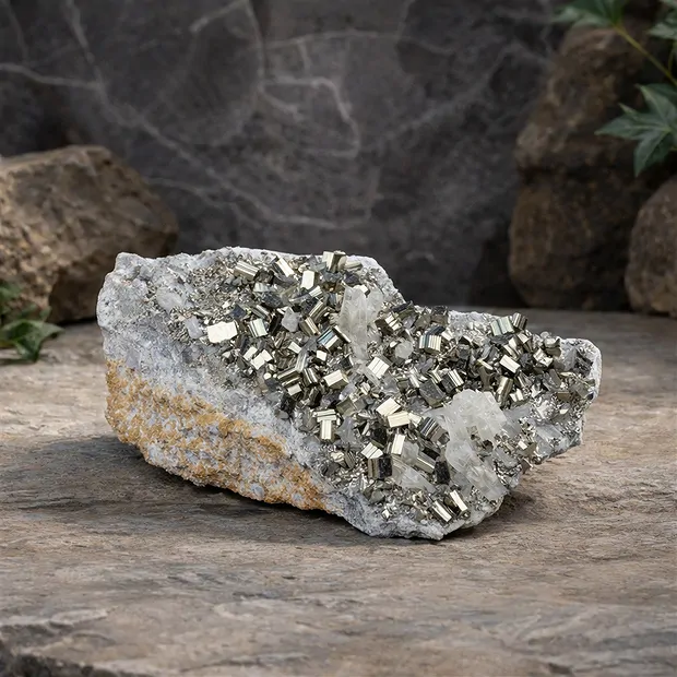 Pyrit-Quarz-Stufe, 23 x 13cm, Unikat 073 | GH Edelsteine, Heilsteine & Schmuck