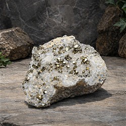2806124074 Touffe de Pyrit et de quartz, 18 x 13 cm, pièce unique 074 | Marco Schreier
