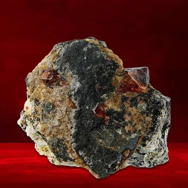 Zircone (giacinto) su matrice unica 008 | grossista gemme e pietre curative