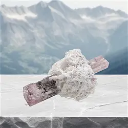 2806372002 Cristallo di tormalina (rosa, nero) in Albite unico 002, 6,8 cm | Marco Schreier