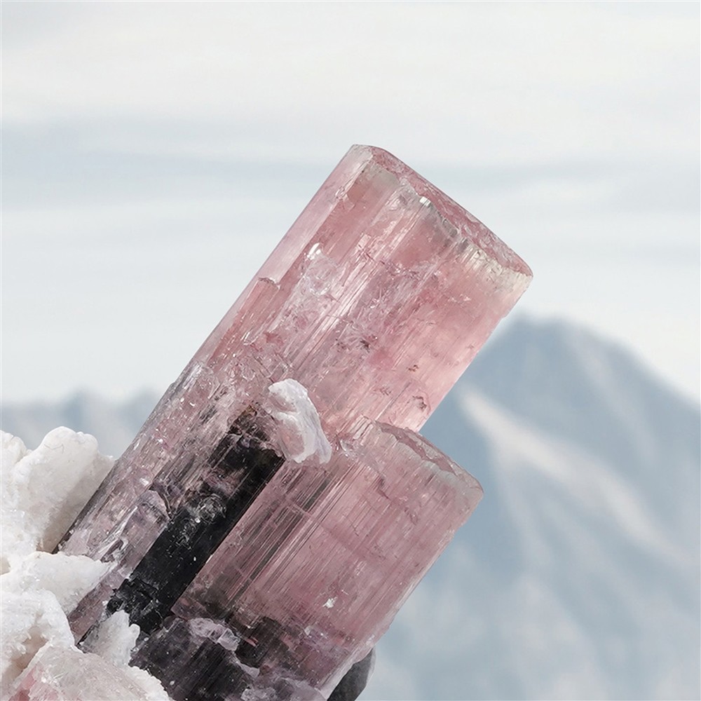 Crystal tourmaline (pink, black) in Albite unique 004, 10,2cm | Marco Schreier