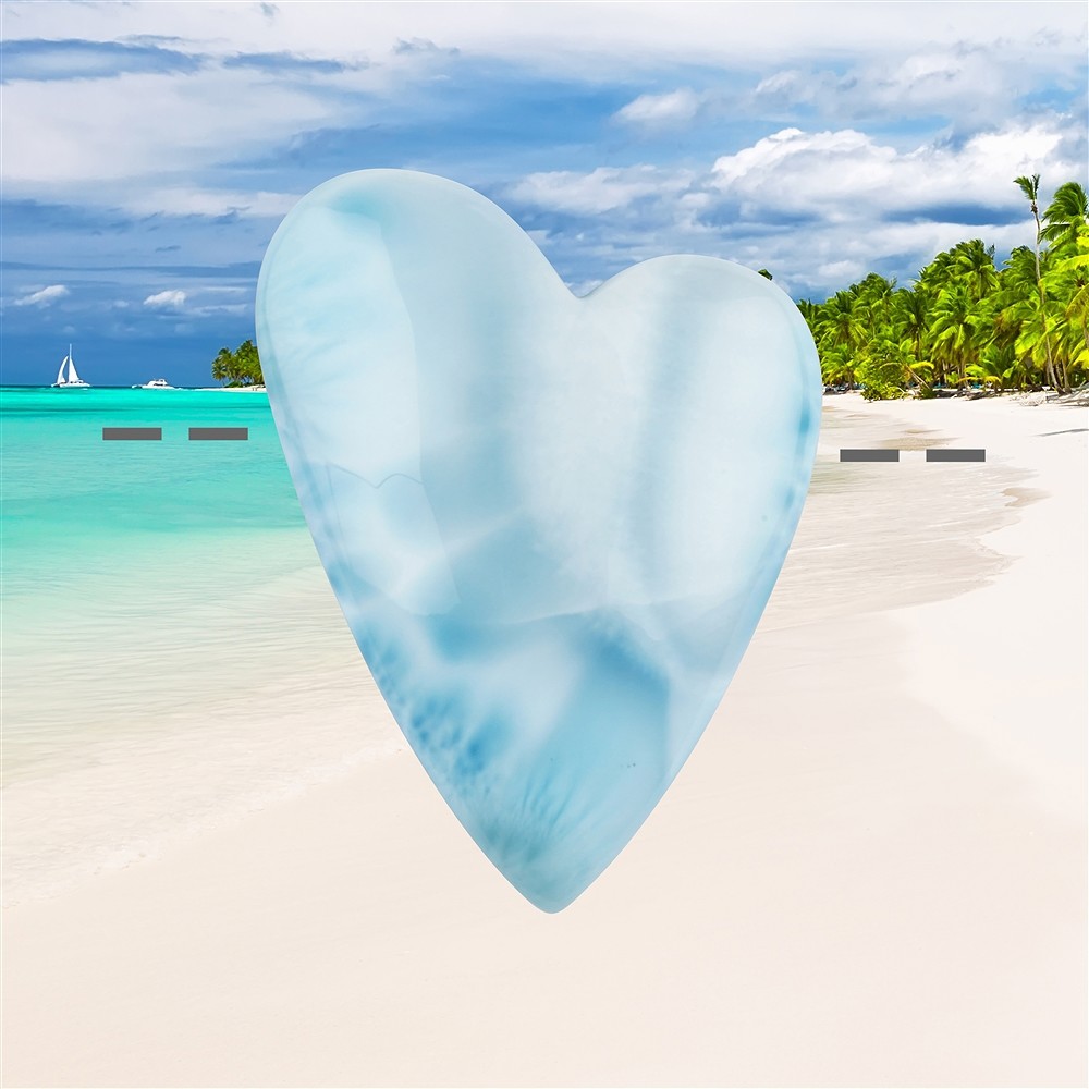 Drilled Larimar heart, 3.5 cm, unique 121 | wholesaler gems & healing stones