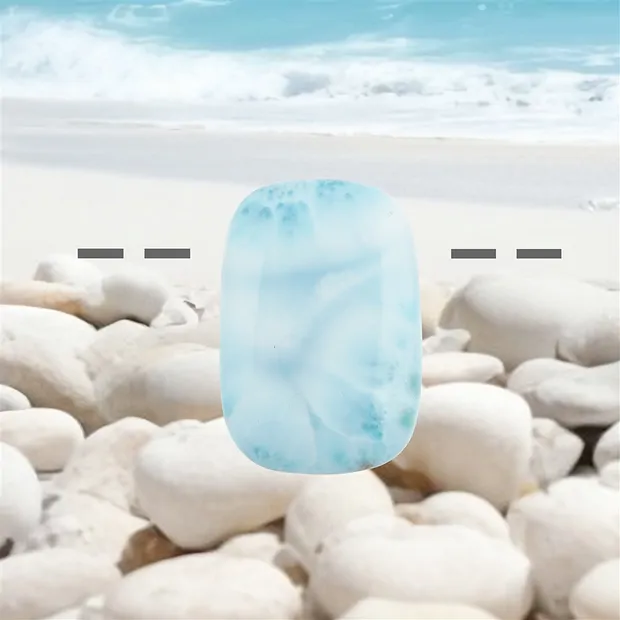 Cabochon Larimar drilled, 3,4cm, unique 130 | wholesaler gems & healing stones
