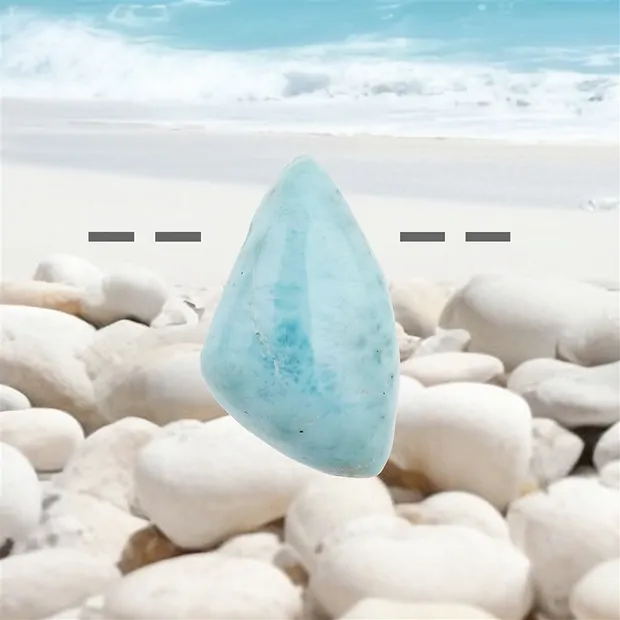 Piedra rodada de Larimar perforada, 3,7 cm, único 134 | Marco Schreier