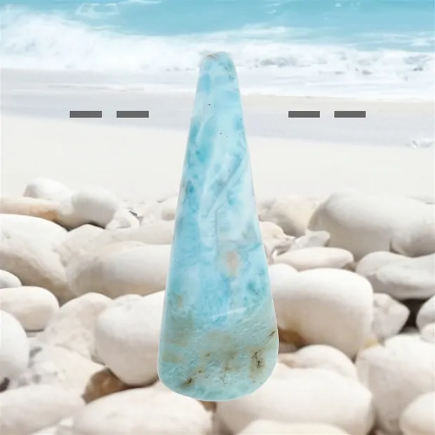 Piedra rodada de Larimar perforada, 5,4 cm, único 136 | Marco Schreier