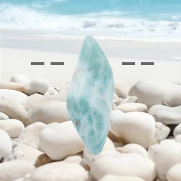 Piedra rodada Larimar perforada, 5,0cm, único 138 | Marco Schreier