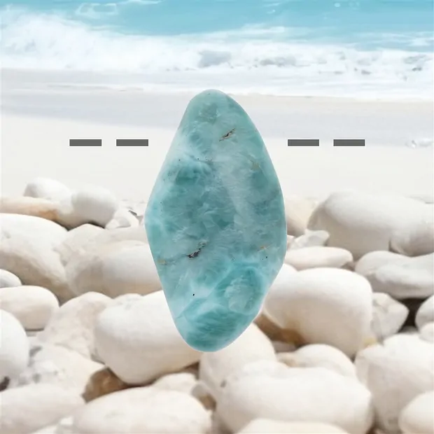 Piedra rodada Larimar perforada, 4,1cm, único 139 | Marco Schreier