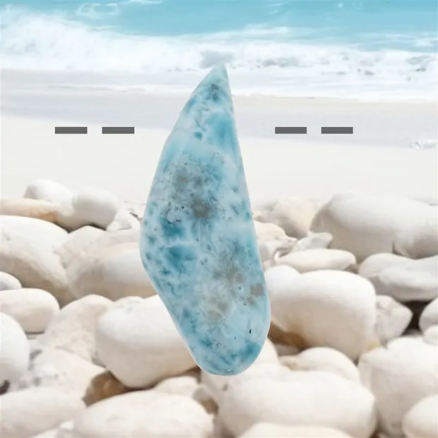 Piedra rodada de Larimar perforada, 5,2 cm, único 140 | Marco Schreier