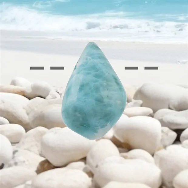 Trommelstein Larimar gebohrt, 3,8cm, Unikat 142 | Marco Schreier