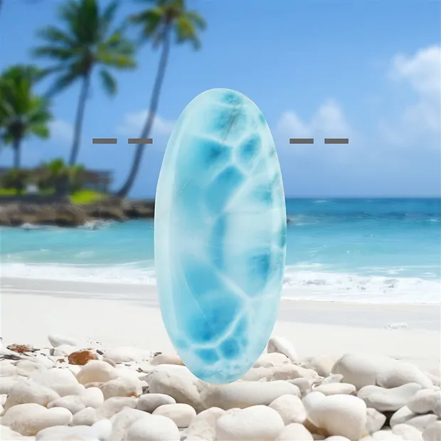Cabochon Larimar drilled, 5,0cm, unique 144 | wholesaler gems & healing stones