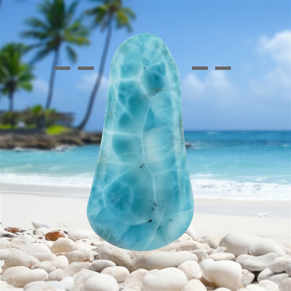 Cabochon Larimar drilled, 5,6cm, unique 145 | wholesaler gems & healing stones
