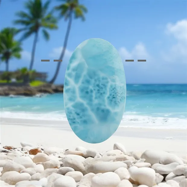 Cabochon Larimar forato, 3,7 cm, unico 150 | grossista gemme e pietre curative