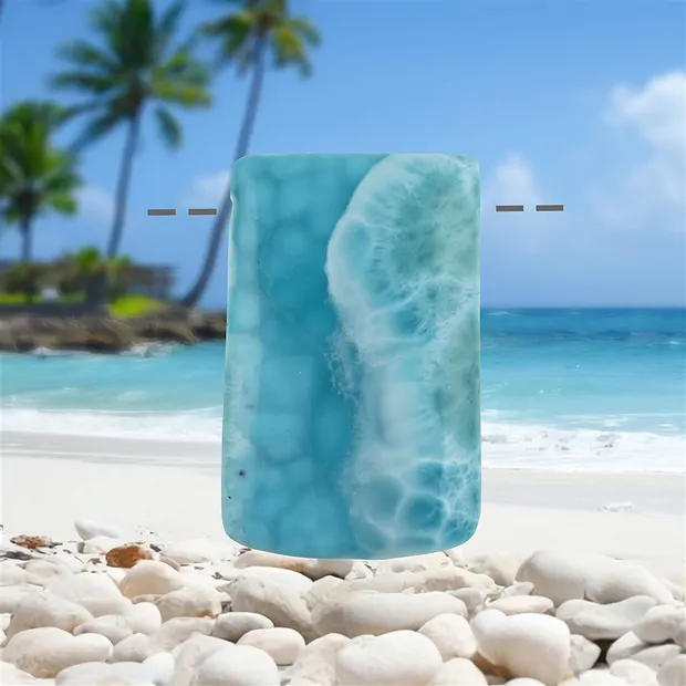 Cabochon Larimar drilled, 4,3cm, unique 152 | wholesaler gems & healing stones