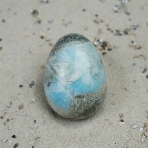 Egg Larimar, 4,2cm, unique piece 030 | wholesaler gems, healing stones & jewelry