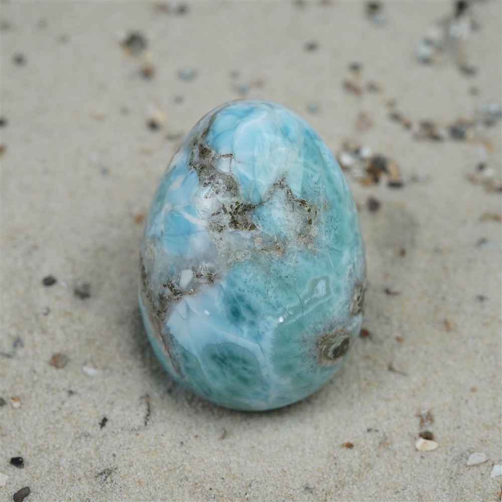 Ei Larimar, 4,3cm, Unikat 035 | Großhändler Edelsteine, Heilsteine & Schmuck