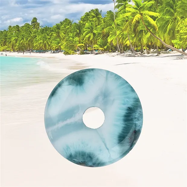 Larimar donut, 3.9 cm, unique piece 065 | wholesaler gems & healing stones
