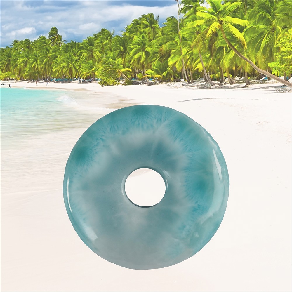 Ciambella di Larimar, 3,3 cm, unico 091 | grossista gemme e pietre curative