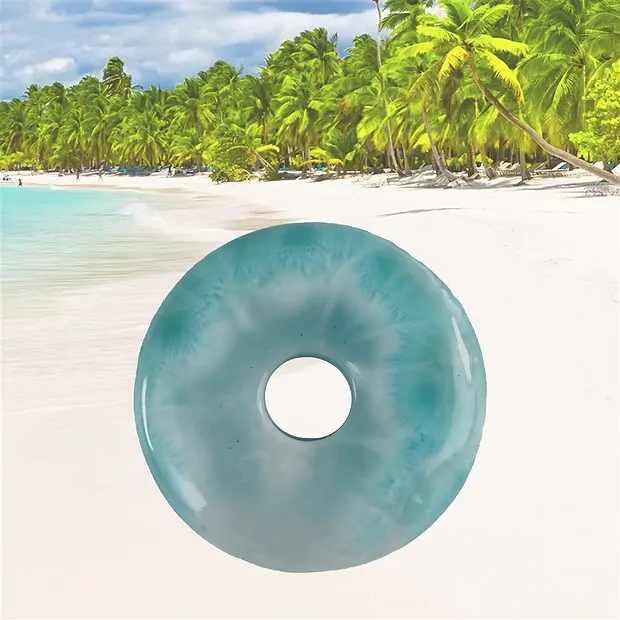 Ciambella di Larimar, 3,3 cm, unico 091 | grossista gemme e pietre curative