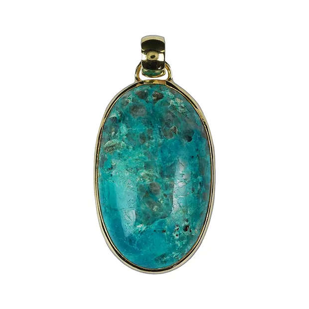 Pendant Chrysocolla unique 002, 52x25 mm | wholesaler gems & healing stones