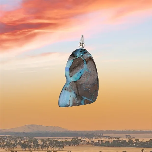 Pendant Boulder Opal unique 030, 5.0cm | Schreier gems, healing stones & jewelry