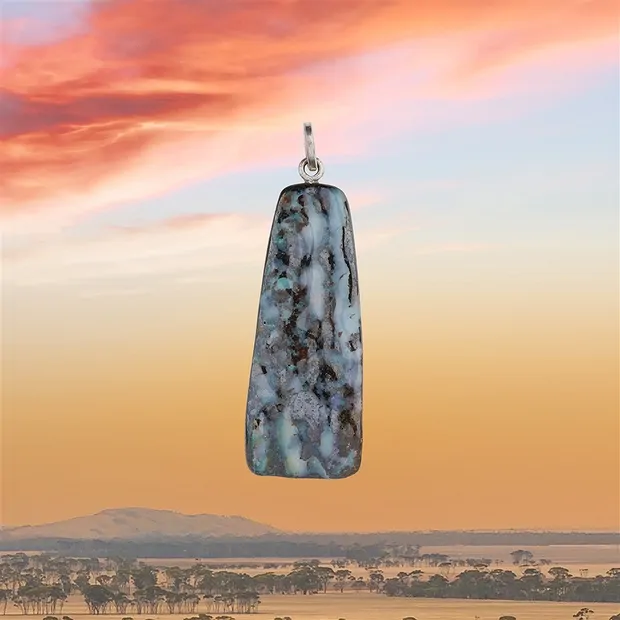 Pendant Boulder Opal unique 039, 5.8cm | Schreier gems, healing stones & jewelry