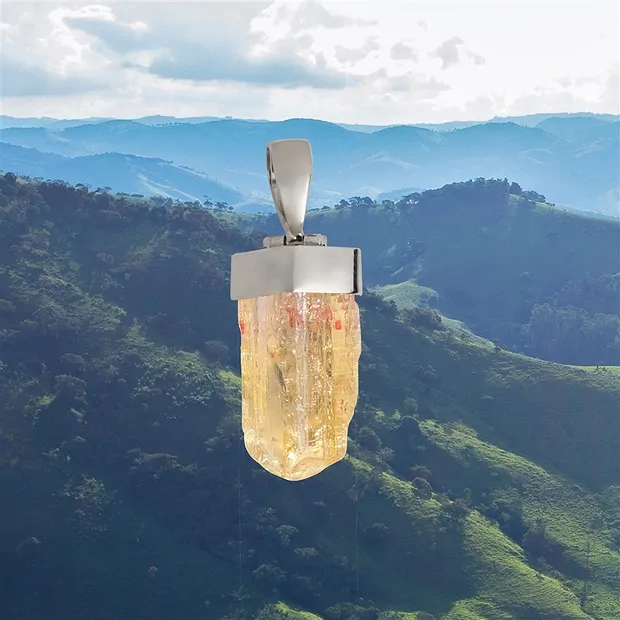 Imperial Topaz pendant, 3.5 cm, unique 010 | wholesaler gems & healing stones