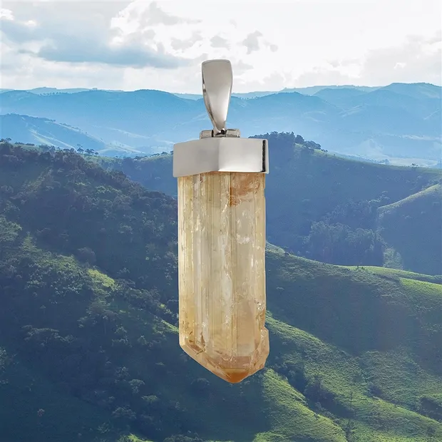 Imperial Topaz pendant, 4.2 cm, unique 035 | wholesaler gems & healing stones