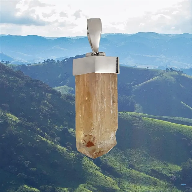 Imperial Topaz pendant, 4.0 cm, unique 037 | wholesaler gems & healing stones