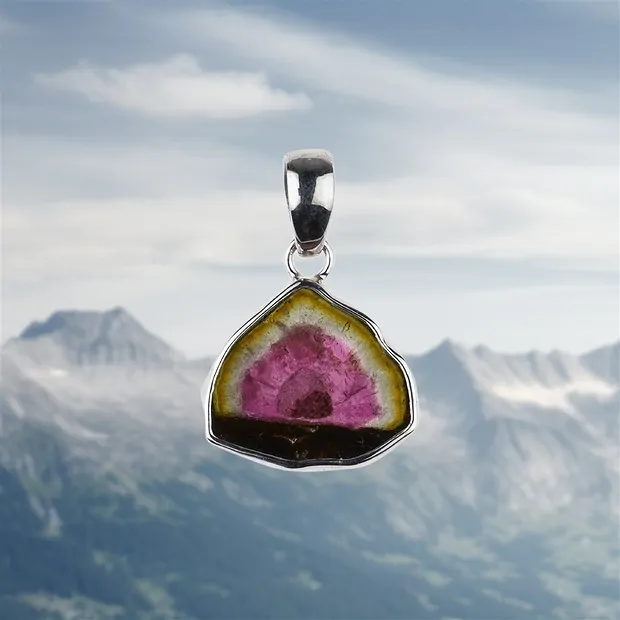 Pendant tourmaline slice, unique 007, 2.7 cm | wholesaler gems & healing stones