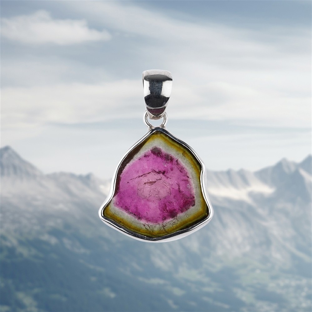 Pendant tourmaline slice, unique 011, 3.2 cm | wholesaler gems & healing stones