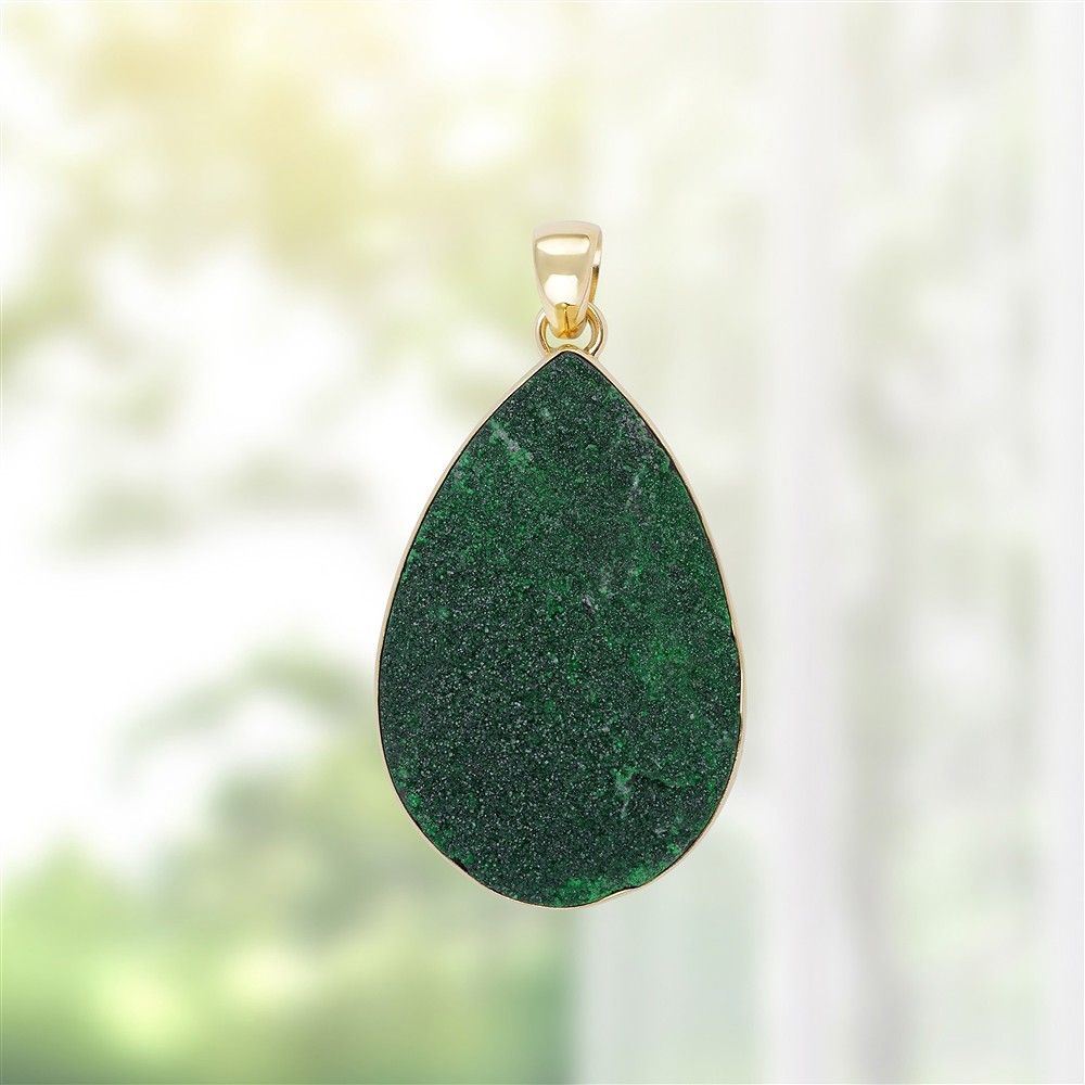 Uvarovite pendant, 5.6 cm, gold-plated, unique 087 | Marco Schreier