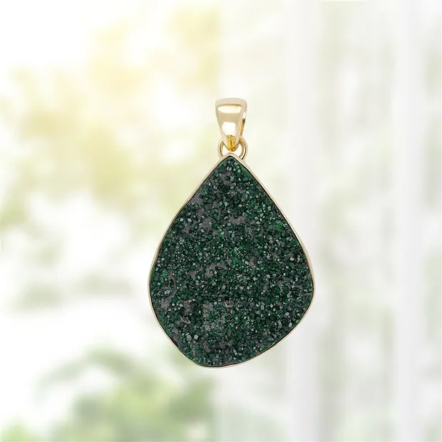 Uvarovite pendant, 5.1 cm, gold-plated, unique 091 | Marco Schreier