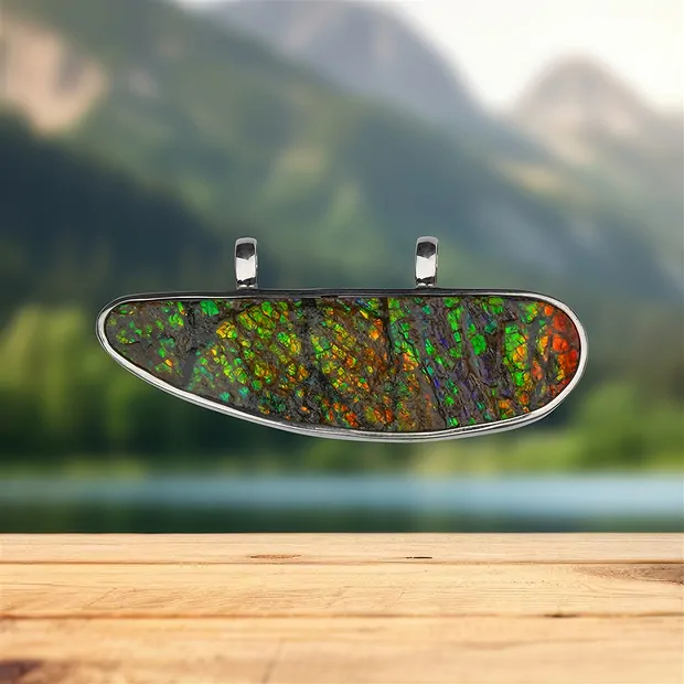 Ammolite pendant, 3.6 x 8.2 cm, unique 056 | wholesaler gems & healing stones