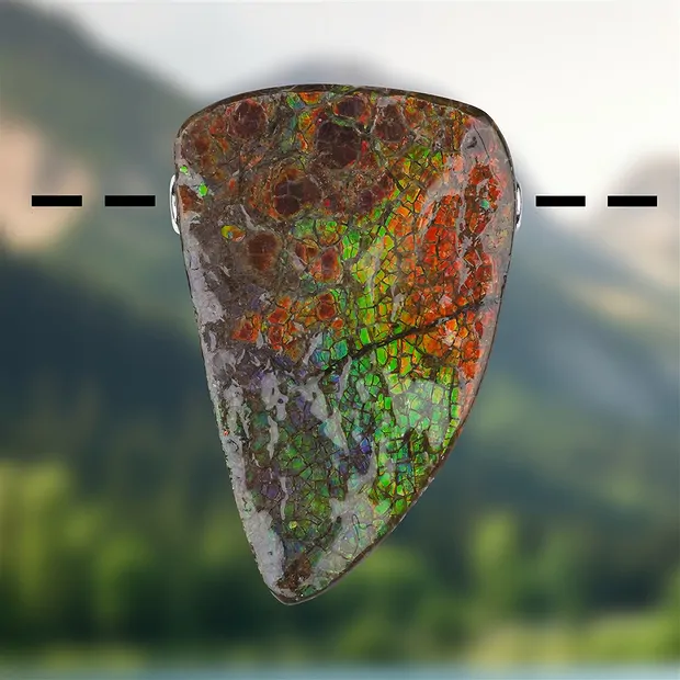 Ammolite pendant, 4.8 x 3.2 cm, silver caps, unique 099 | Marco Schreier