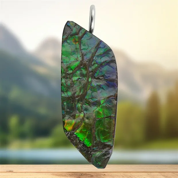 Anhänger Ammolith, 7,1 x 2,8cm, Unikat 124 | GH Edelsteine, Heilsteine & Schmuck