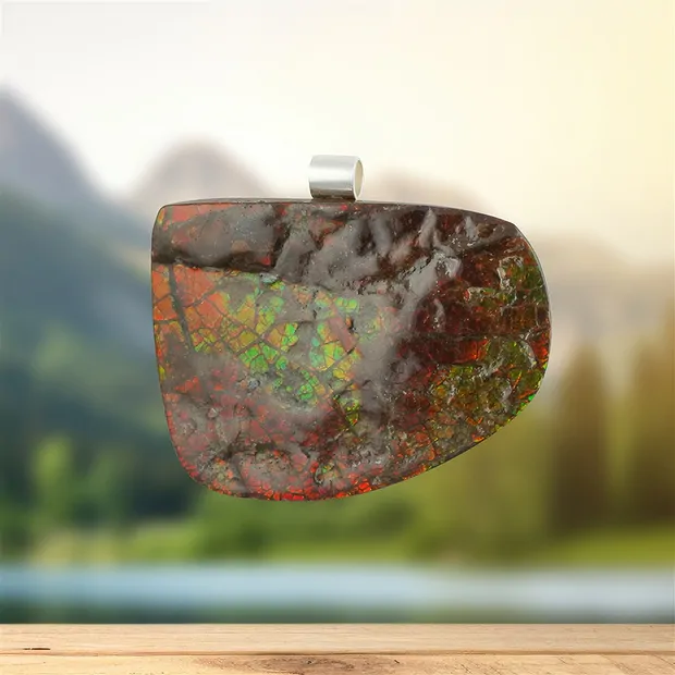 Ammolite pendant, 3.6 x 4.8 cm, unique 127 | wholesaler gems & healing stones
