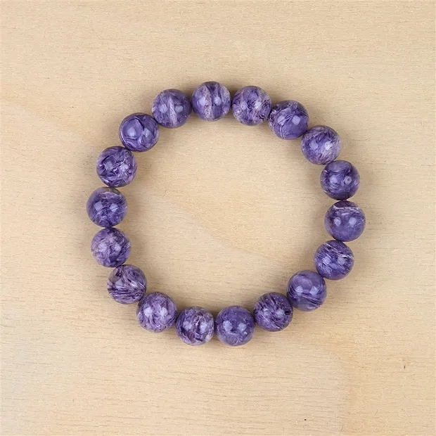 Bracelet, Charoite, 11mm beads unique 002 | wholesaler gems & healing stones